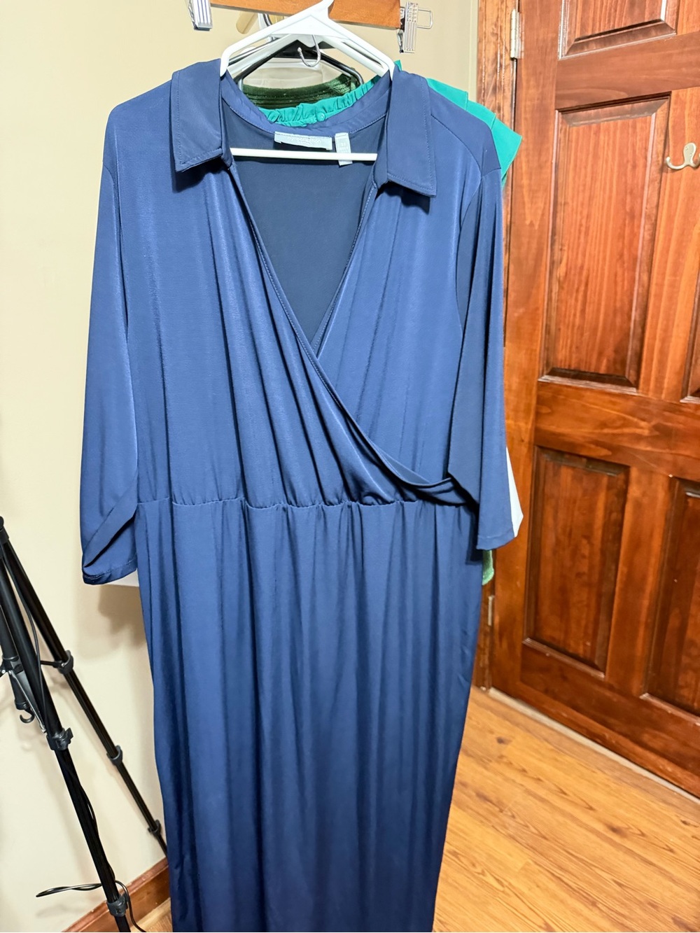 New York Collection 3X Navy Blue Wrap Maxi Dress Plus Size